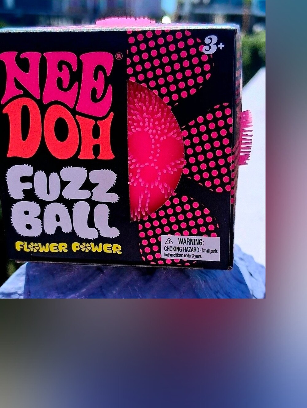 NEEDOH Fuzz Ball- Flower Power- Pink Velevty Textured Squishy Toy NEW! Schylling